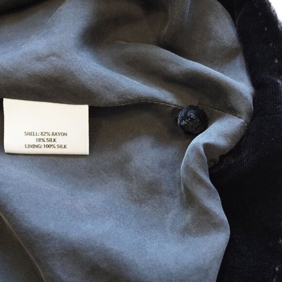Eileen Fisher Black Velvet Button Front Jacket Small Silk Blend Lined - Picture 11 of 12